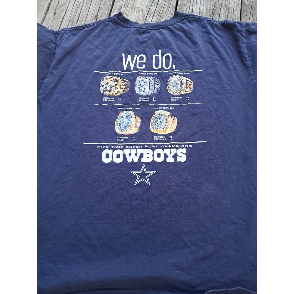 Dallas Cowboys Shirt Mens XXL Blue Got Five Super Bowl Rings NFL Team Apparel